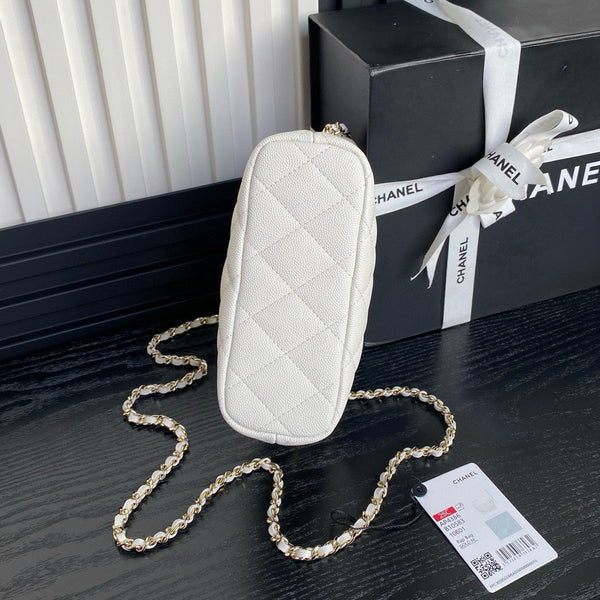 Borsa Hobo CC 25C 21,5 cm con manico superiore in pelle di vitello martellata bianca