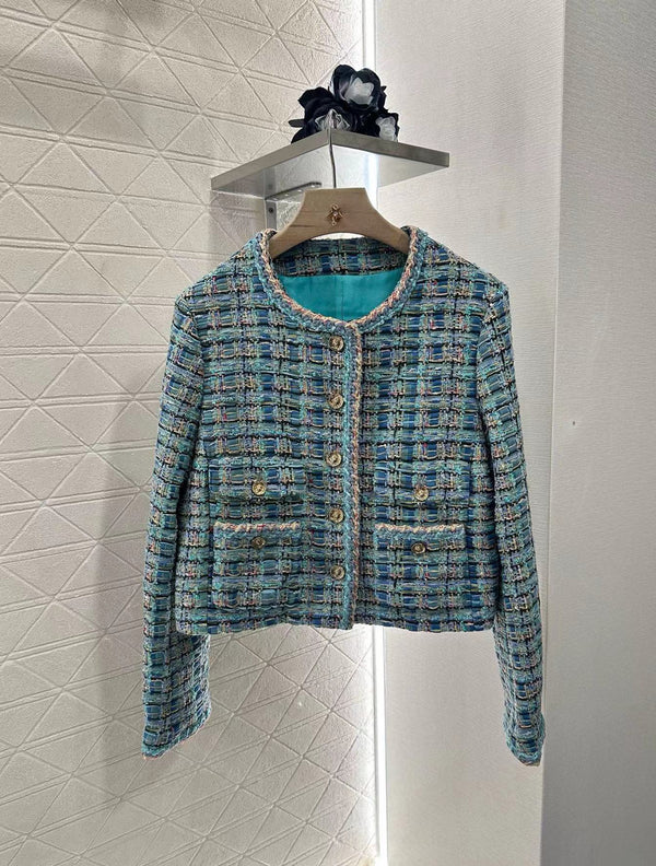 CC 25 Giacca Cardigan Blu Cotone Seta Misto Lana