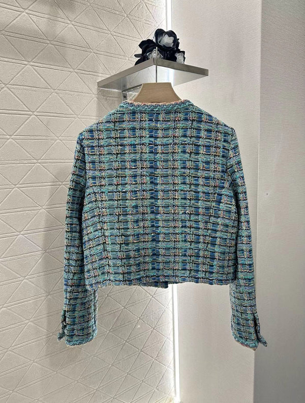 CC 25 Giacca Cardigan Blu Cotone Seta Misto Lana