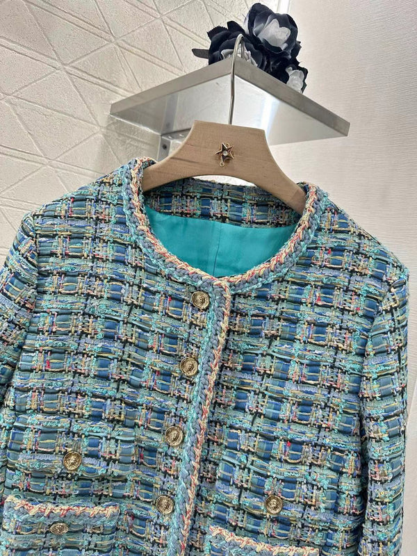 CC 25 Giacca Cardigan Blu Cotone Seta Misto Lana