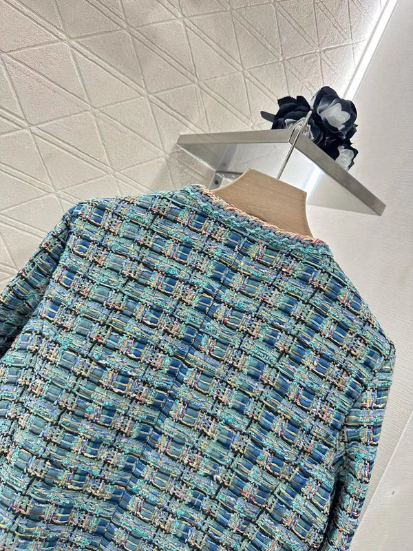 CC 25 Giacca Cardigan Blu Cotone Seta Misto Lana