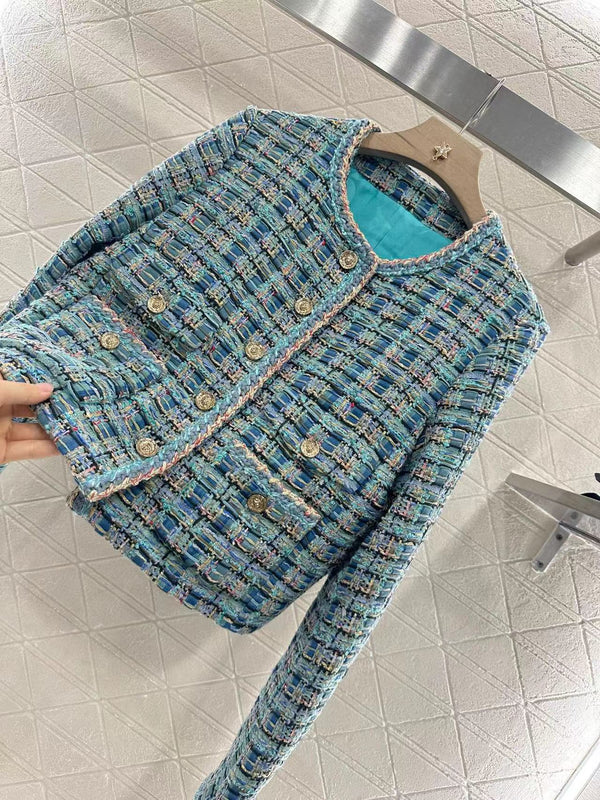 CC 25 Giacca Cardigan Blu Cotone Seta Misto Lana