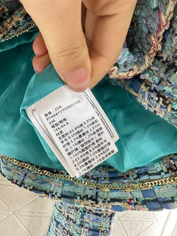 CC 25 Giacca Cardigan Blu Cotone Seta Misto Lana