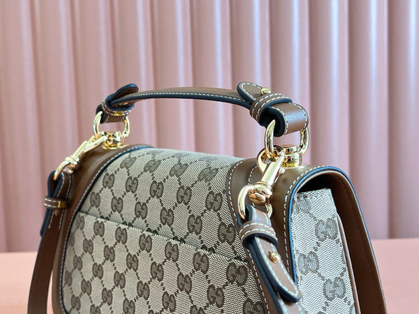 Borsa Gucci Blondie Media 27cm in pelle e tela marrone beige