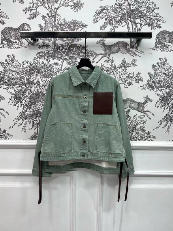 Loewe Jacket in Khaki Green Denim Cotton
