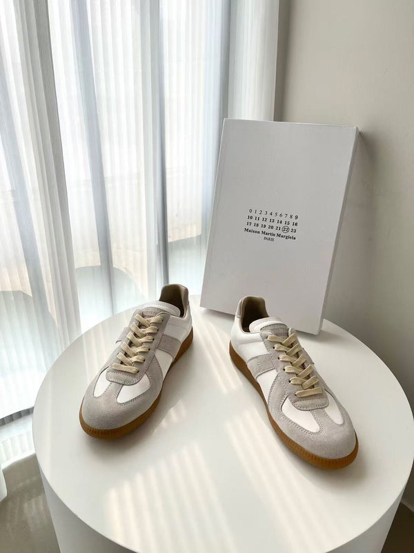 ALV Victorine MM Sneakers Beige Calfskin Suede Patchwork