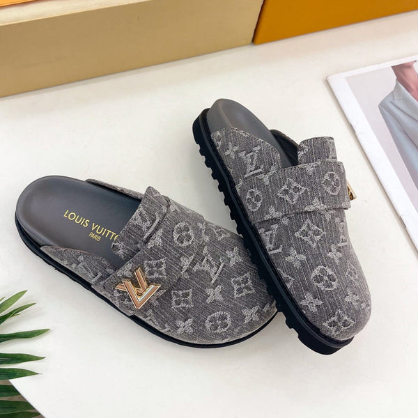 LV 25 Slipper Grey Canvas Cowhide 164659