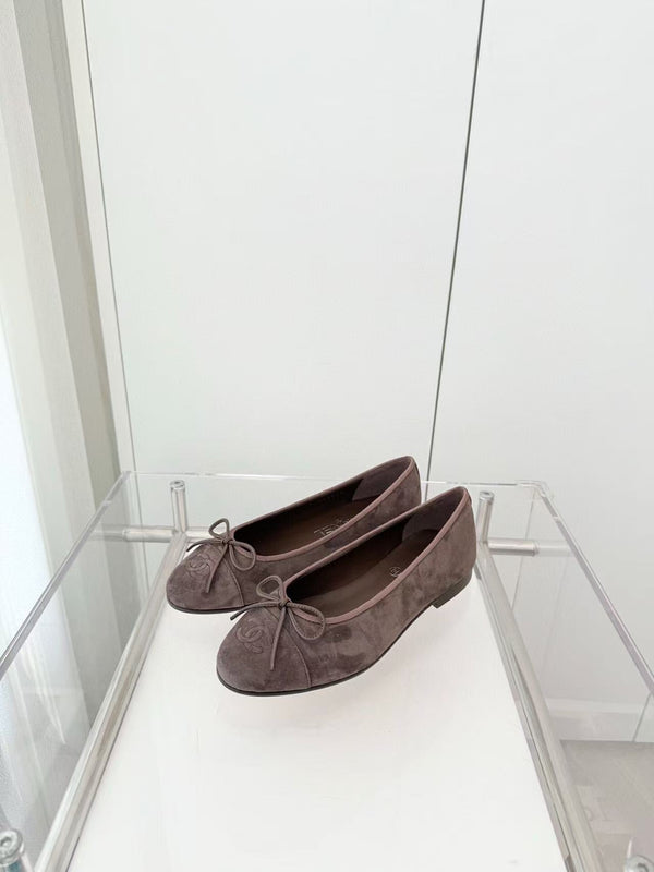 CC 25 Ballet Flat Chocolate Brown Suede