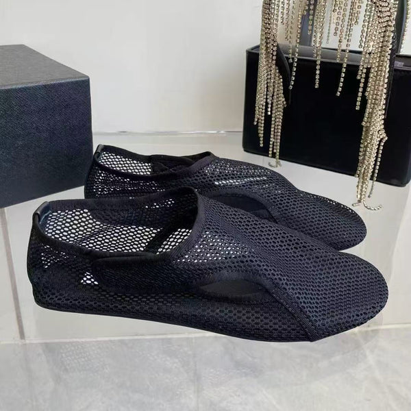 Alaïa Slippers Black Fishnet & Leather Insole