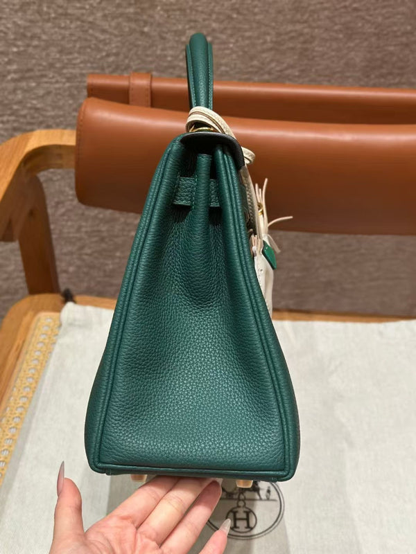 hm kelly 32cm malachite pelle togo hardware dorato