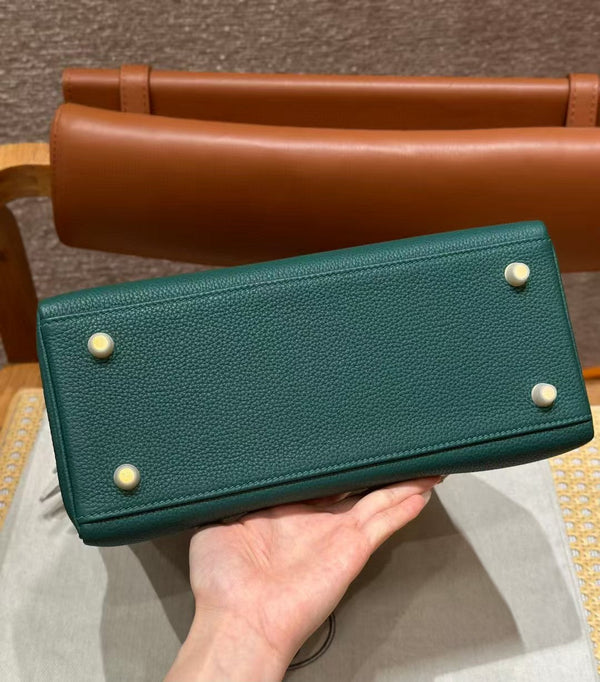 hm kelly 32cm malachite pelle togo hardware dorato
