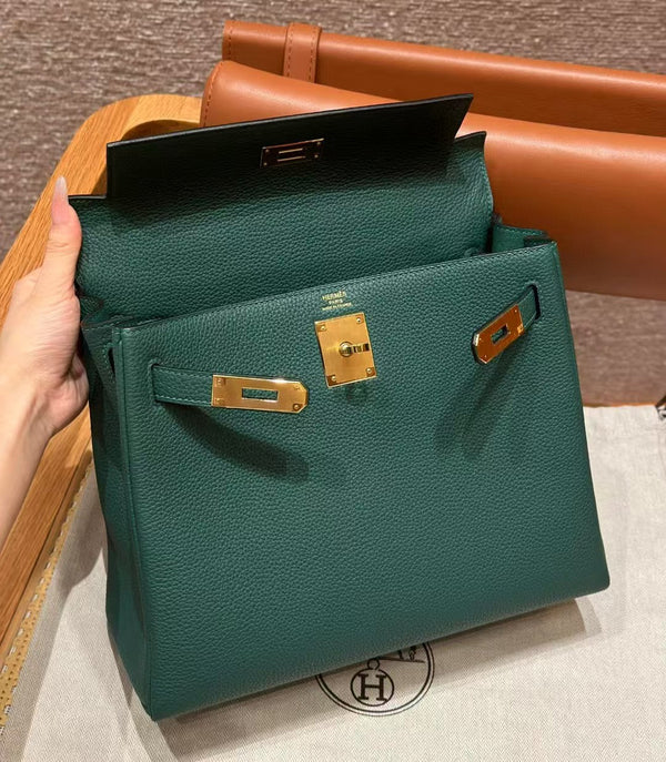 hm kelly 32cm malachite pelle togo hardware dorato