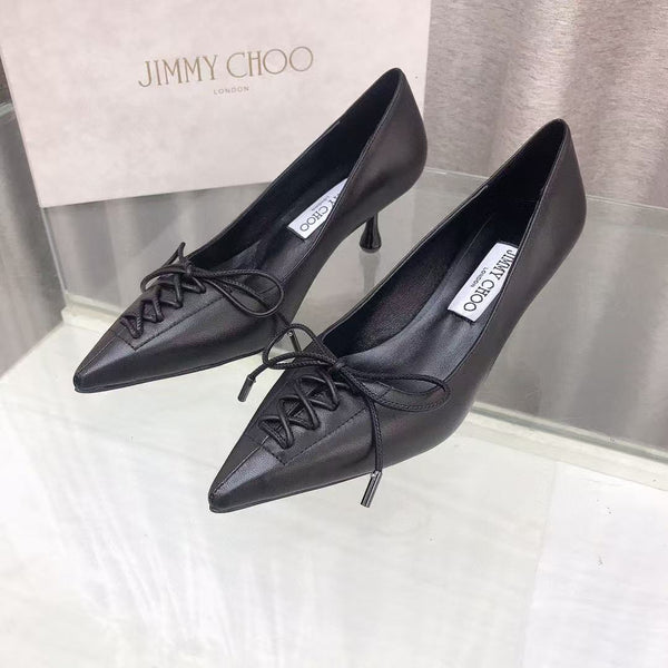 Jimmy Scarlett 50mm in pelle di agnello nera con décolleté