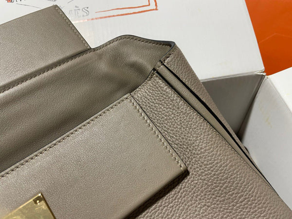 HM KELLY HANDBAG 29 ASPHALT GREY CALFSKIN