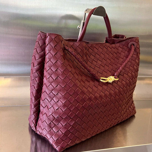 BV LARGE ANDIAMO 45CM PELLE DI AGNELLO ROSSO SCURO