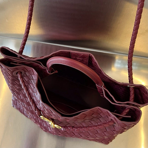 BV LARGE ANDIAMO 45CM PELLE DI AGNELLO ROSSO SCURO
