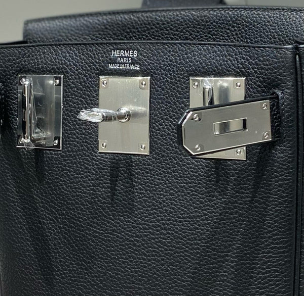 HM HAC A DOS PM 26CM BLACK TOGO LEATHER SILVER HARDWARE