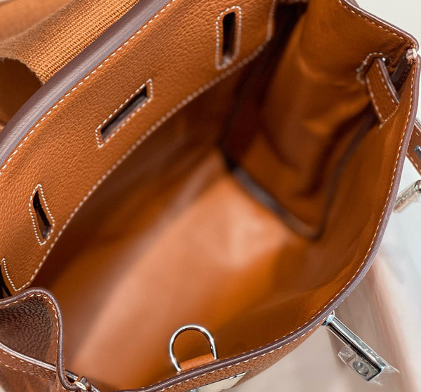 HM HAC A DOS PM 26CM GOLD TOGO LEATHER SILVER HARDWARE