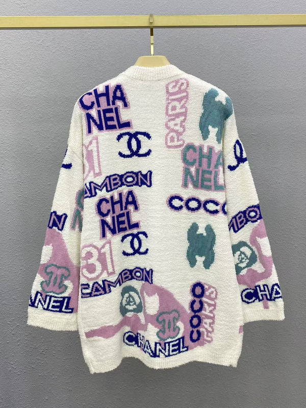 Cardigan con logo multicolore crema CC SS23