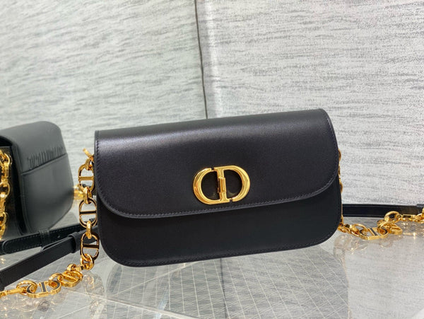 MONTAIGNE AVENUE 23 BAG IN BLACK CALFSKIN