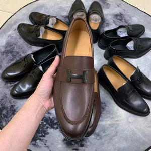 HM Faubourg Loafer Chocolate Color Black Logo Cowhide 960937