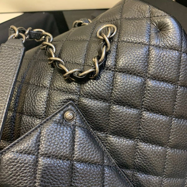 BORSA DA VIAGGIO CC 46CM IN PELLE DI BOVINA NERA CON FERRAMENTA IN ARGENTO