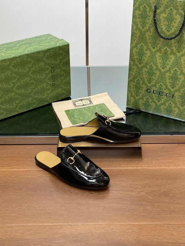 Horsebit Mule Black Patent Calfskin