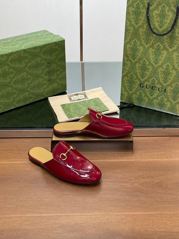 Horsebit Mule Red Patent Calfskin