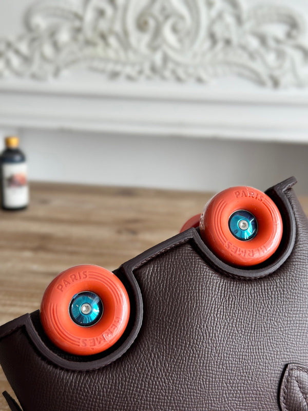 HM Bolide Mini 19cm in pelle Epsom bordeaux su cerchi arancioni