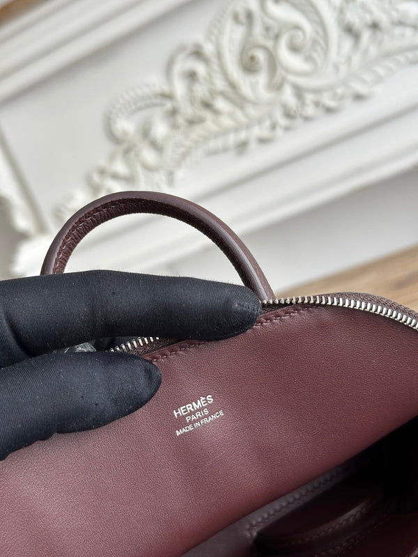 HM Bolide Mini 19cm in pelle Epsom bordeaux su cerchi arancioni