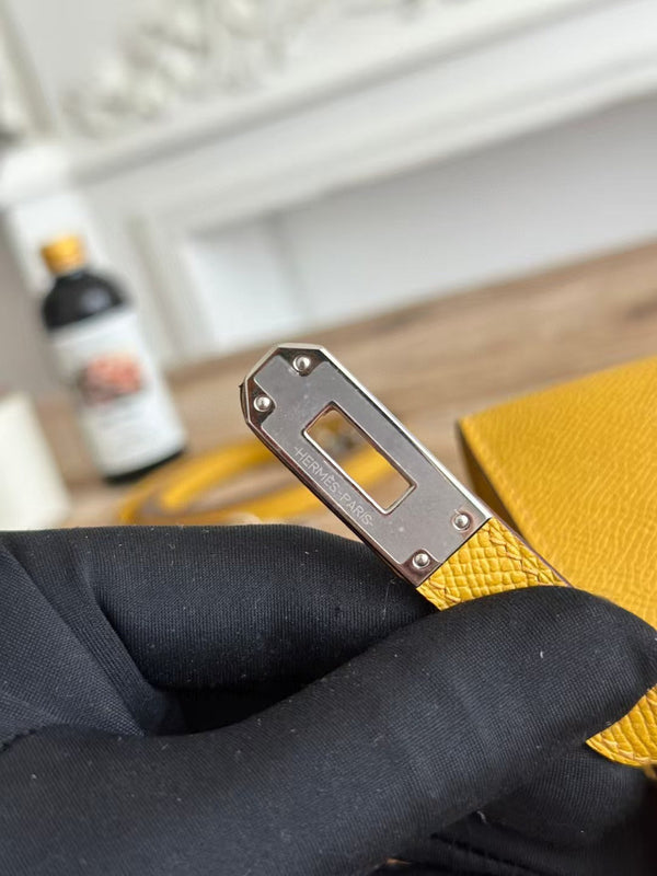 HM Mini Kelly 19cm Golden Yellow Epsom Silver Hardware