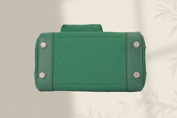 HM Birkin Cargo 25CM Velvet Green Silver Buckle Swift Leather and Canvas