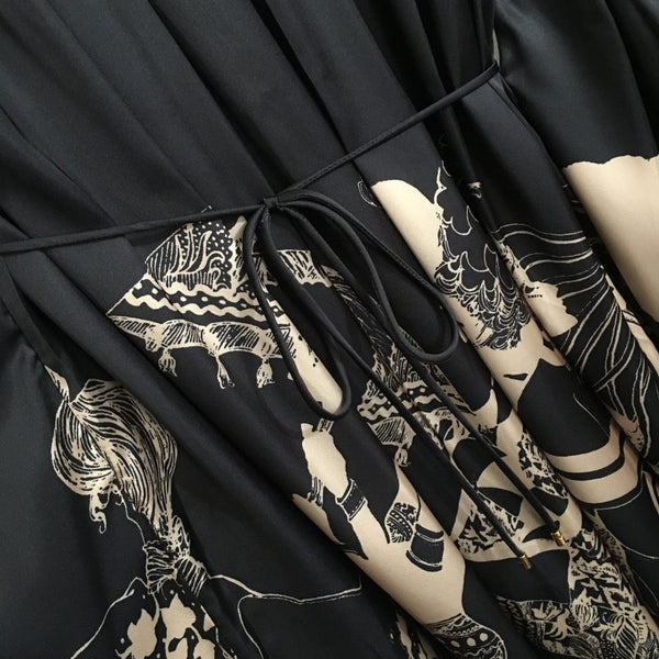Zimmermann Lllustration Otto Gown Nero Beige in Viscosa Seta
