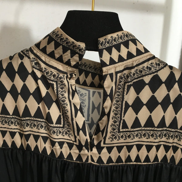 Zimmermann Lllustration Otto Gown Nero Beige in Viscosa Seta