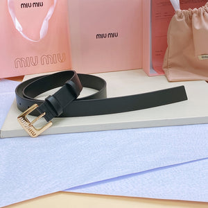 Miu Belt 30mm Black Calfskin