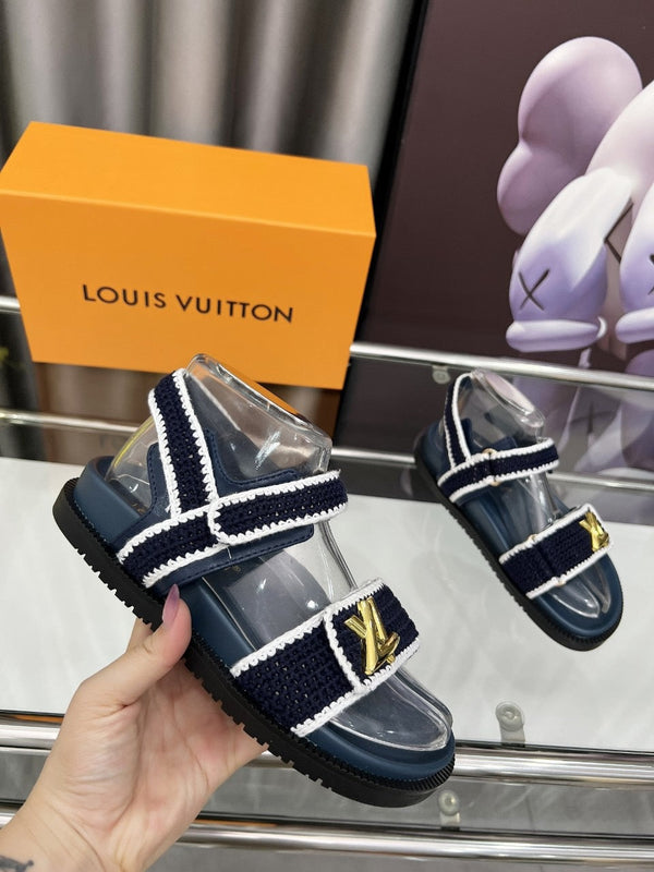 Sandalo LV Sunset Comfort in pelle di cotone blu scuro