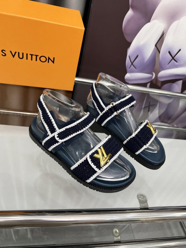 Sandalo LV Sunset Comfort in pelle di cotone blu scuro