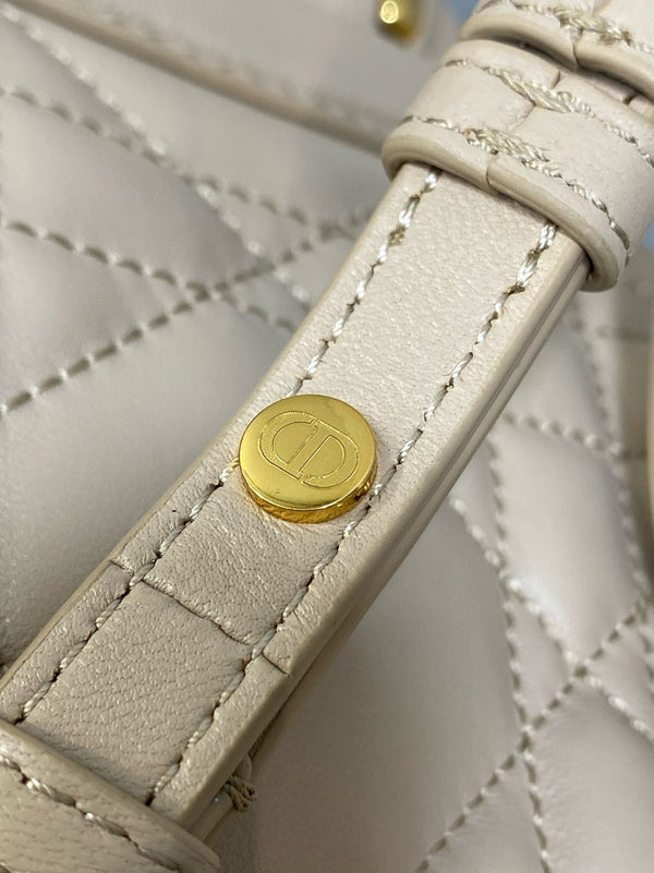 Small CD Caro Blackpack 18cm Powder Beige Macrocannage Lambskin