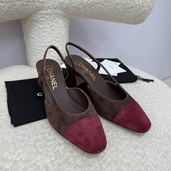 CC 25A Slingback in camoscio rosso scuro cioccolato