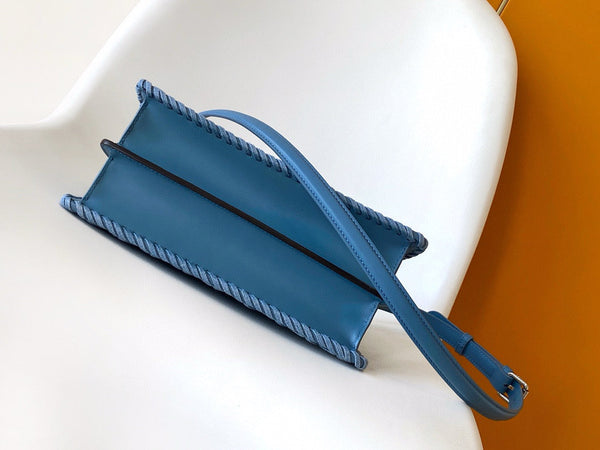 Peekaboo ISeeU Small 27cm Bag Blue Denim And Leather