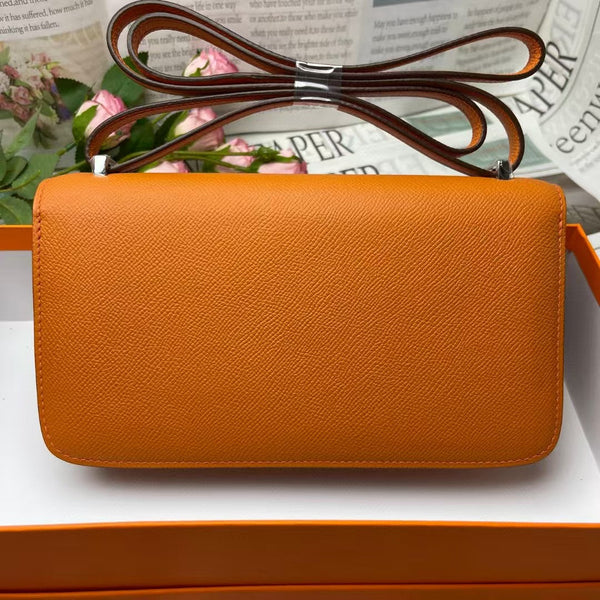 Hermes Constane 26cm Bag Orange Silver Epsom Leather