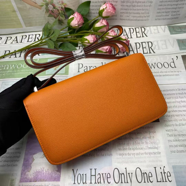 Hermes Constane 26cm Bag Orange Silver Epsom Leather