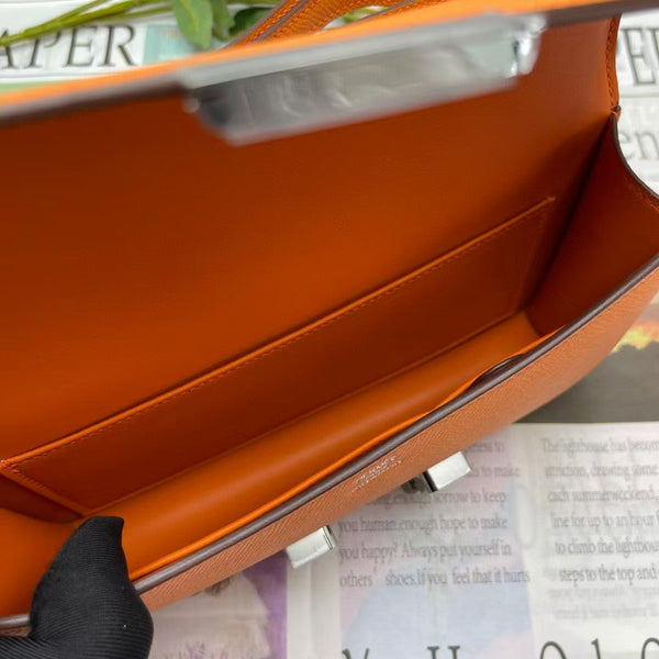 Hermes Constane 26cm Bag Orange Silver Epsom Leather