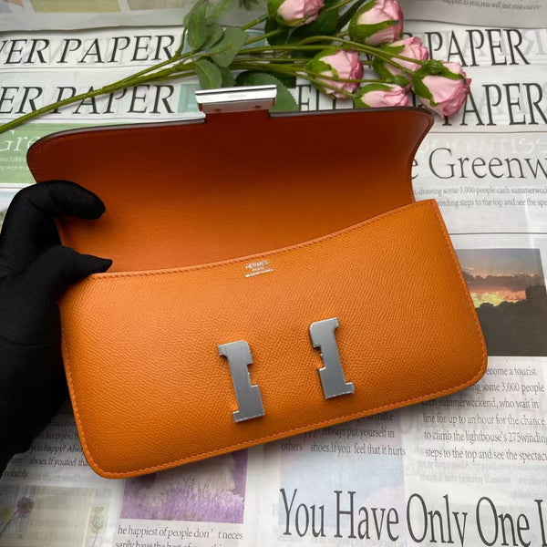 Hermes Constane 26cm Bag Orange Silver Epsom Leather