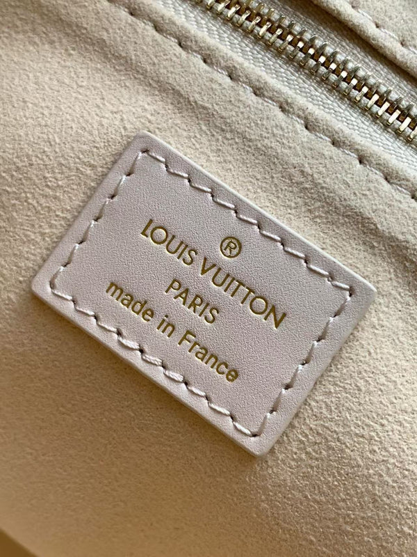 LV OnTheGo 25cm Bag White Purple Pink Embossed Grained Cowhide