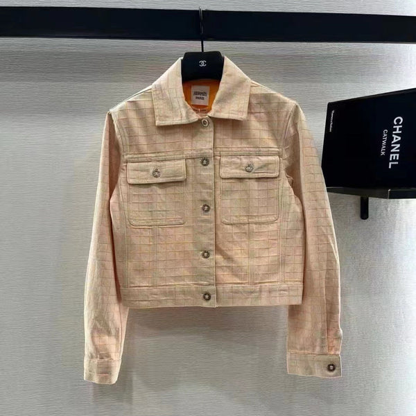 Giacca a quadri Hermes in cotone beige