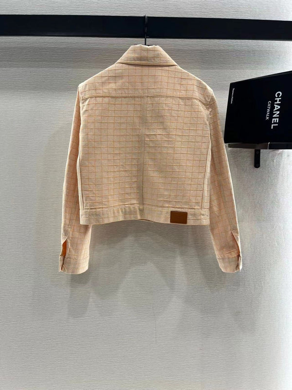 Giacca a quadri Hermes in cotone beige