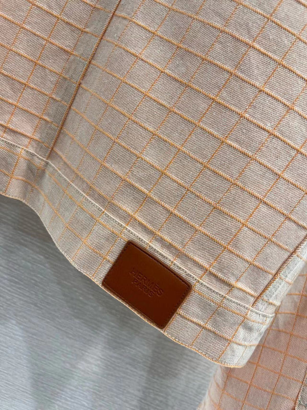 Giacca a quadri Hermes in cotone beige