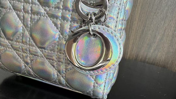 CD MINI LADY 12 SILVER PATENT LAMBSKIN