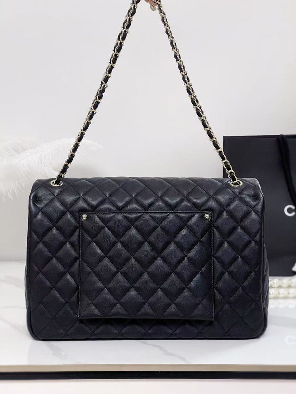 Chanel 40cm Bag Black Silver Lambskin